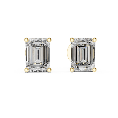 2.5Ct Moissanite Emerald Cut Solitaire Stud Earrings Sterling Silver
