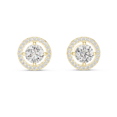 2.5Ct Moissanite Classic Halo Stud Earrings Sterling Silver