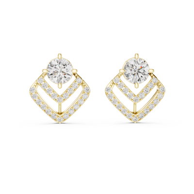 Moissanite Chevron Halo Drop Stud Earrings Sterling Silver