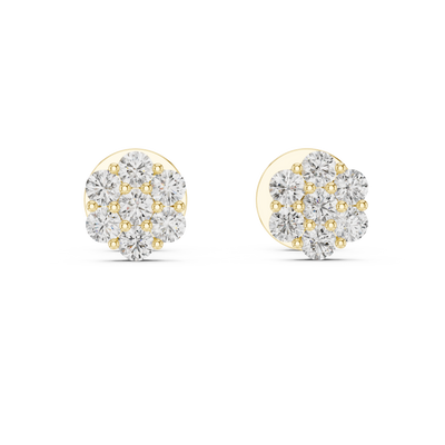 Round Cut Moissanite Diamond Cluster Earrings Sterling Silver