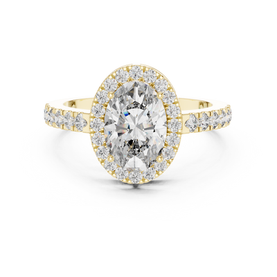 Oval Cut Moissanite Halo Engagement Ring in Sterling Silver