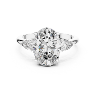 IGI Lab Diamond Oval Cut Three Stone Engagement Ring Sterling Silver