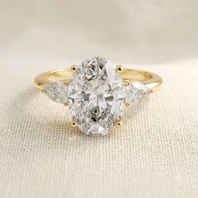 IGI Lab Diamond Oval Cut Three Stone Engagement Ring Sterling Silver