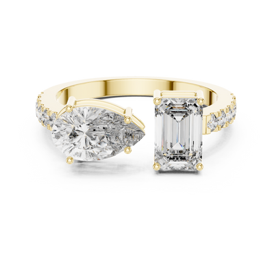 Moissanite Pear Cut Two Stone Engagement Ring Sterling Silver