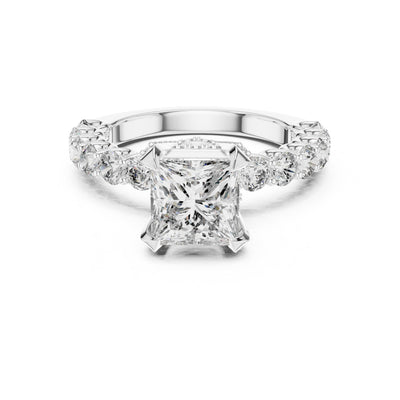 Lab Diamond Princess Cut Hidden Halo Engagement Ring
