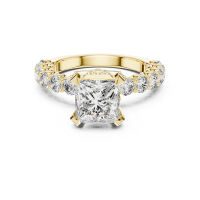 Lab Diamond Princess Cut Hidden Halo Engagement Ring