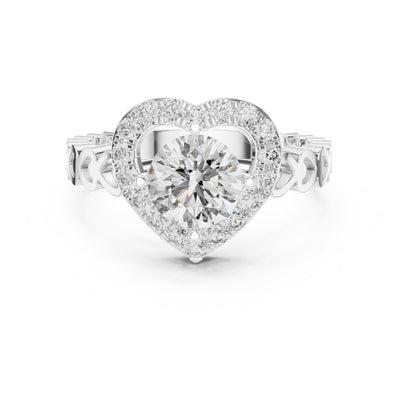 IGI Lab Diamond Heart Engagement Ring Sterling Silver