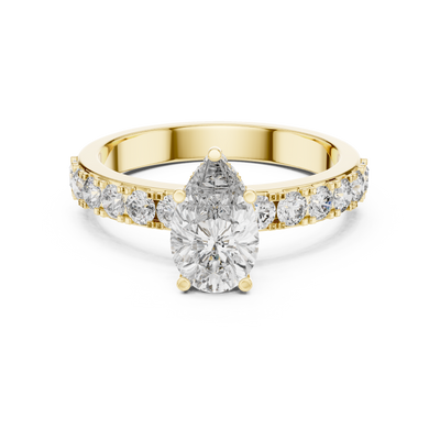 Moissanite Hidden Halo Pear Shape Engagement Ring Sterling Silver
