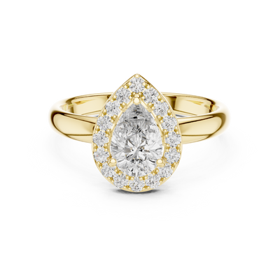 Moissanite Pear Halo Engagement Ring Sterling Silver