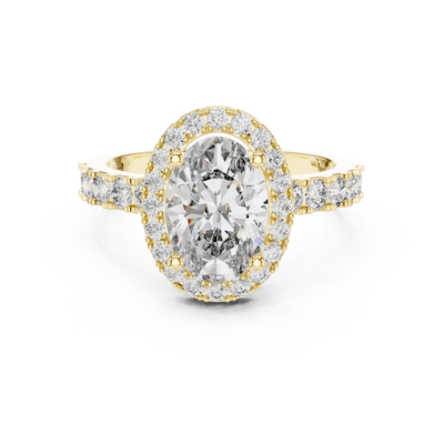 Oval Moissanite Engagement Halo Ring Sterling Silver