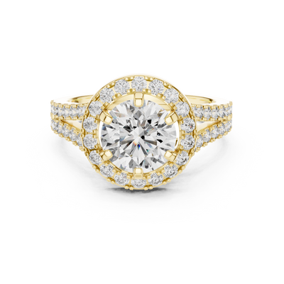 2.00 Carat Round Cut Moissanite Engagement Halo Ring Sterling Silver