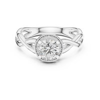 Silver ring with a diamond on a white background