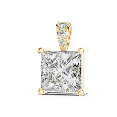 Moissanite Princess Cut Solitaire Pendant Sterling Silver